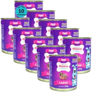 Ração Úmida Turma da Mônica Pets Patê Sabor Carne 280g Cães Adultos Kit 10 un 280 g