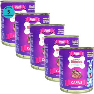 Ração Úmida Turma da Mônica Pets Patê Sabor Carne 280g Cães Adultos Kit 5 un  280 g