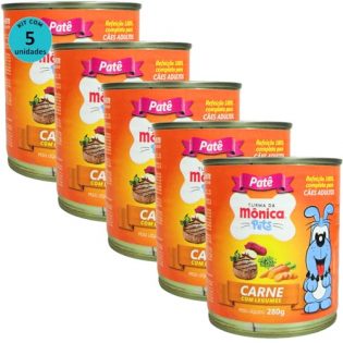 Ração Úmida Turma da Mônica Pets Patê Sabor Carne com Legumes 280g Cães Adultos Kit 5 un 280 g