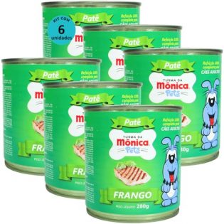 Ração Úmida Turma da Mônica Pets Patê Sabor Frango 280g Cães Adultos Kit 6 un 280 g
