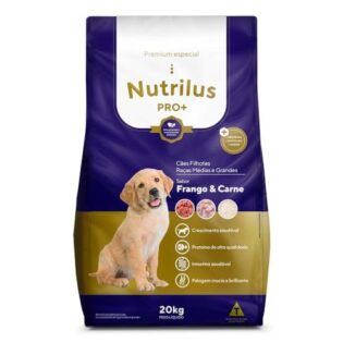 Ração Seca Nutrilus Pro+ Frango & Carne para Cães Filhotes de Raças Médias e Grandes Frango Cereais 20 kg