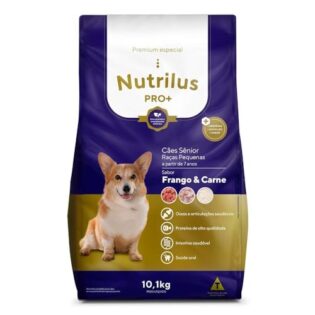 Ração Seca Nutrilus Pro+ Frango & Carne para Cães Sênior de Raças Pequenas Frango Cereais 10