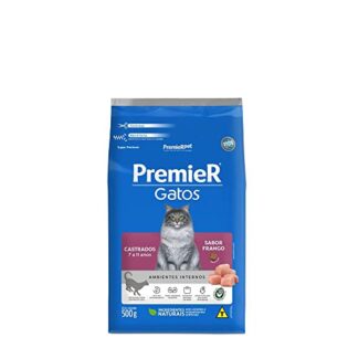 Ração Seca Premier Pet Ambientes Internos Frango 7 a 11 Anos para Gatos Castrados Frango Cereais 1