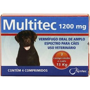 Vermífugo Syntec Multitec 1200 mg para Cães até 15 Kg - 4 comprimidos)  15 kg