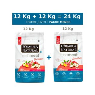 Ração Seca Fórmula Natural Fresh Meat Sensitive Cães Adultos Portes Médio e Grande Carne 24 kg