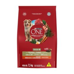 Ração Seca Nestlé Purina One Frango e Carne para Cães Adultos Raças Médias e Grandes Frango Cereais 7